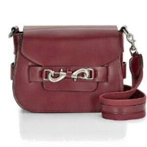 Rebecca Minkoff Florence Saddle Leather Crossbody Bag, Burgundy, NEW